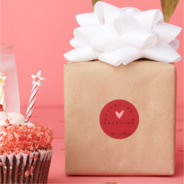 Adesivo Vinheta de saudações do Namorados Vermelho