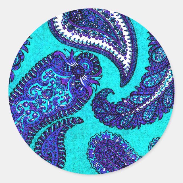 Adesivo Vinheta de selagem de envelope Aqua Paisley (Frente)