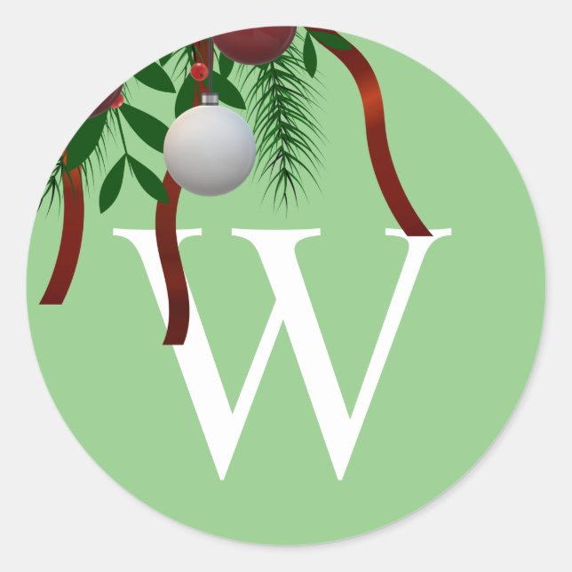 Adesivo Vinheta de selagem de envelope de Natal monograma (Frente)