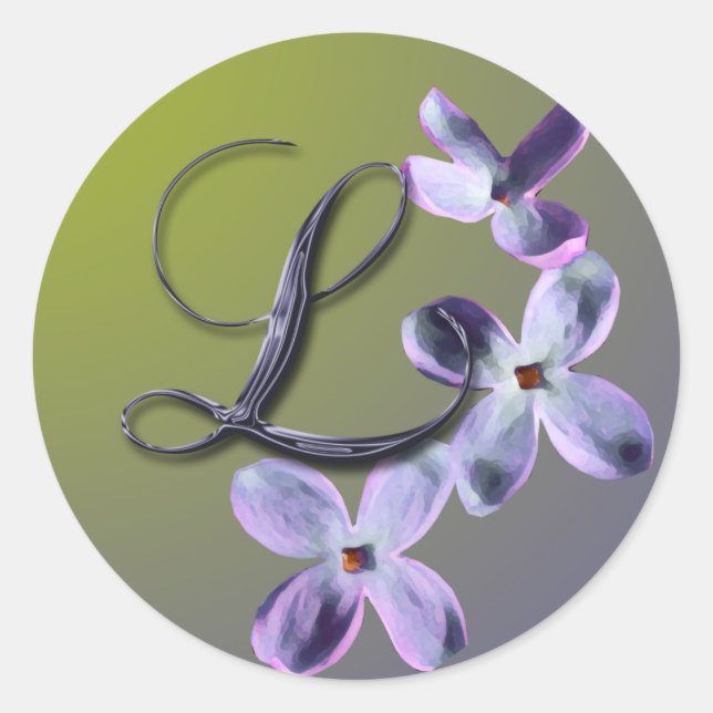 Adesivo Vinheta de selagem de envelope lilac monograma (Frente)