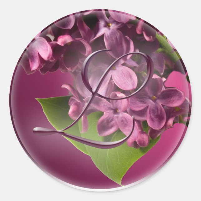 Adesivo Vinheta de selagem de envelope lilac monograma (Frente)