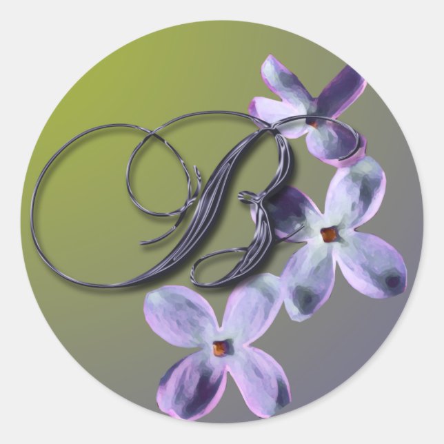 Adesivo Vinheta de selagem de envelope lilac monograma B (Frente)
