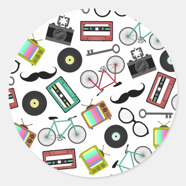 Adesivo Vinheta de selagem de envelopes com o hipster (Frente)