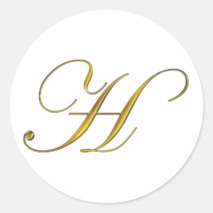 Adesivo Vinheta de selagem de envelopes H Dourado monogram