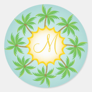 Adesivo Vinheta de selagem de monograma de casamentos trop