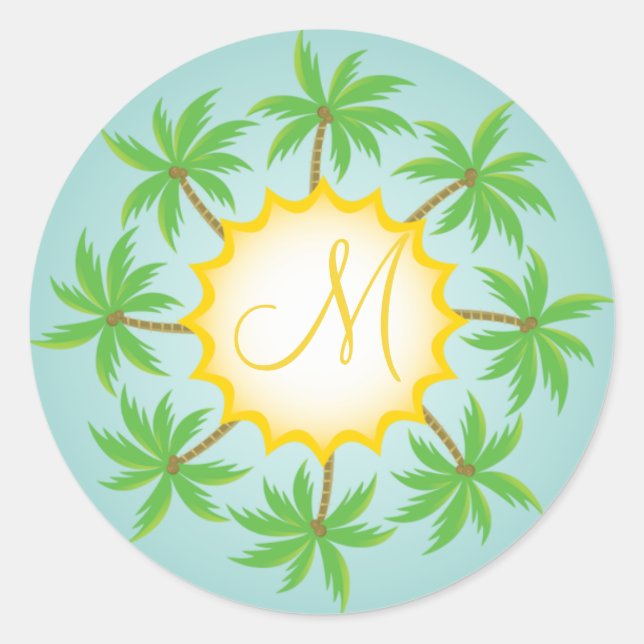 Adesivo Vinheta de selagem de monograma de casamentos trop (Frente)