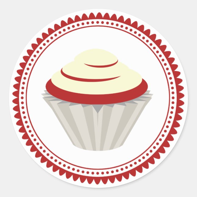 Adesivo Vinheta de selagem do envelope do Cupcake vermelho (Frente)