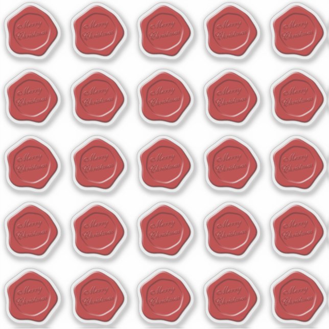 Adesivo Vinheta de selo de cera de Natal feliz (Frente)