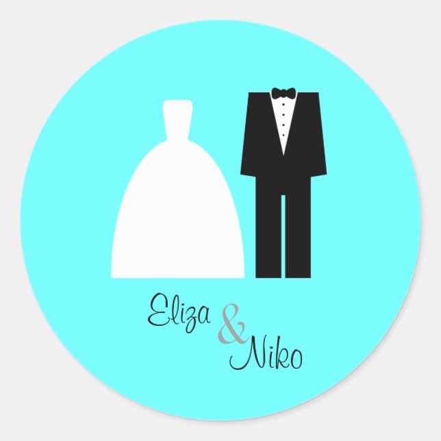 Adesivo Vinheta de Selo de Mod Bride & Groom (Frente)