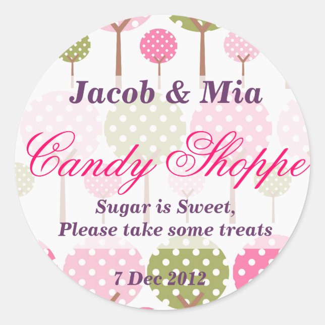Adesivo Vinheta de Shoppe de Candy de Árvore Whimsso (Frente)