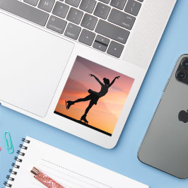 Adesivo Vinheta de Silhoutte de Patinador de Gelo