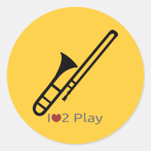 Adesivo Vinheta de silhueta de trombone