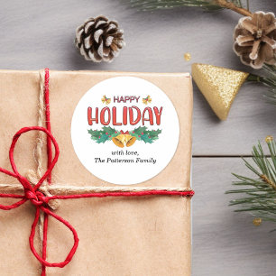 Adesivo Vinheta de Sinais de Feriado Clássico e Nome da Fa