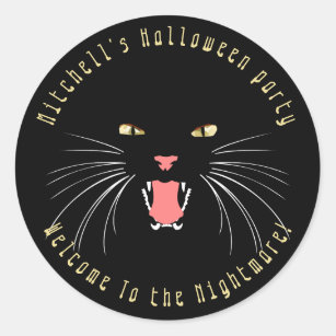 Adesivo Vinheta de Slogan de Gato Negro Halloween