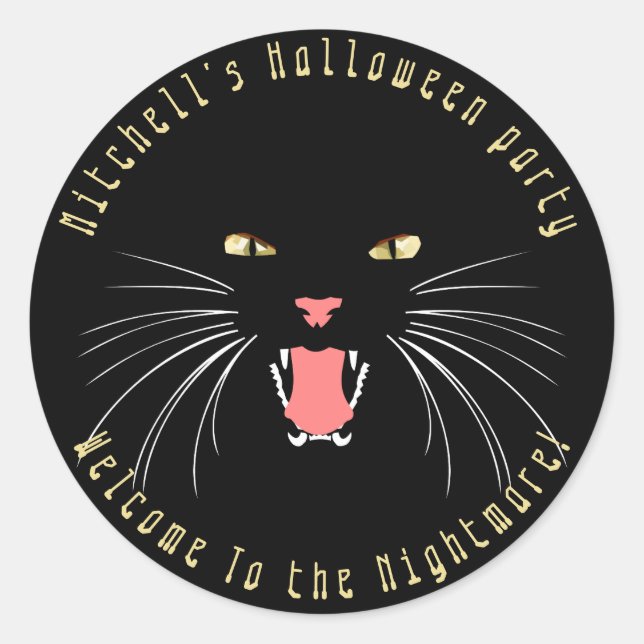Adesivo Vinheta de Slogan de Gato Negro Halloween (Frente)