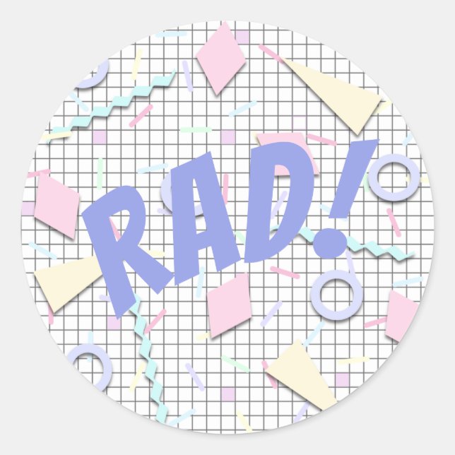 Adesivo Vinheta de Slogan 'Rad' dos anos 80 (Frente)