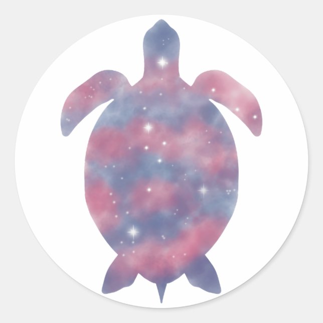 Adesivo Vinheta de Starscape com Tartaruga Claro (Frente)