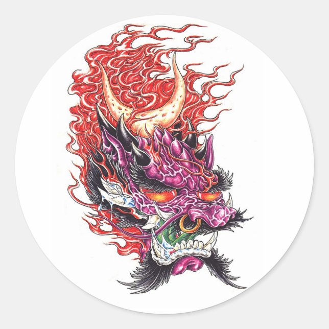 Adesivo Vinheta de tatuagem na face do legal Demon Dragon (Frente)
