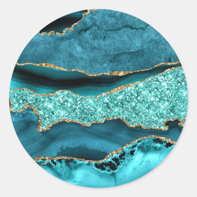 Adesivo Vinheta de Tela Azul Dourada com Lâmpada (Frente)