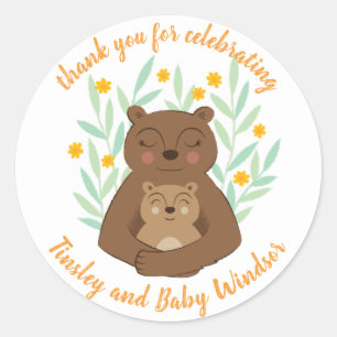 Adesivo Vinheta de Texto Personalizada do Bebê e Urso-Bebê