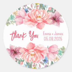 Adesivo Vinheta de Texto Personalizável Floral de Cores Aq