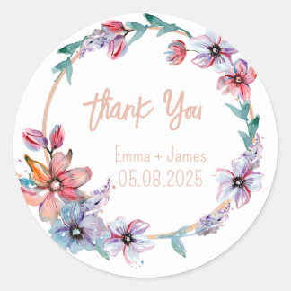 Adesivo Vinheta de Texto Personalizável Floral de Cores Aq