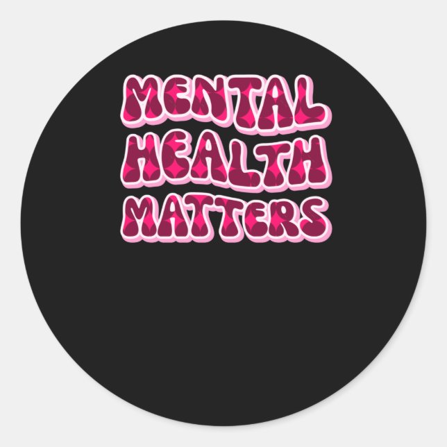 Adesivo Vinheta de Texto Rosa S para Saúde Mental (Frente)