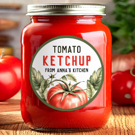Adesivo Vinheta de tomate Ketchup com tomate de aquarela