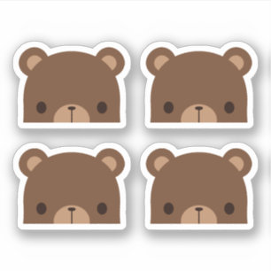 Adesivo Vinheta de Urso Castanho Bonito