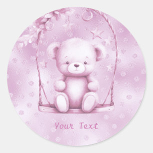 Adesivo Vinheta de Urso Rosa
