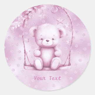 Adesivo Vinheta de Urso Rosa