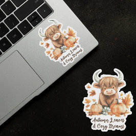 Adesivo Vinheta de Vaca Highland Adorable Autumn