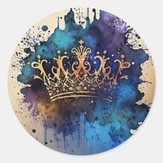 Adesivo Vinheta de vedação da Crown de Aquarela Regal