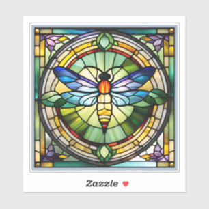 Adesivo Vinheta de vidro manchada de Dragonfly