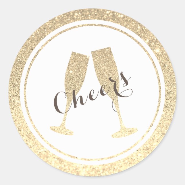Adesivo Vinheta de Vidros de Champanhe com Glitter Faux (Frente)