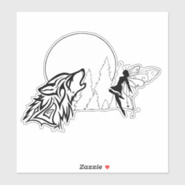 Adesivo Vinheta de vinil com corte personalizado de lobo e