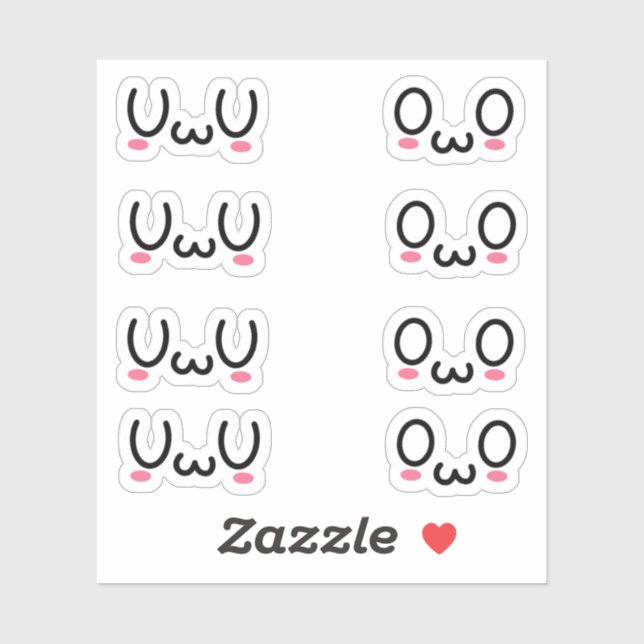 Adesivo Vinheta de vinil de corte personalizado Uwu e Owo (Folha)