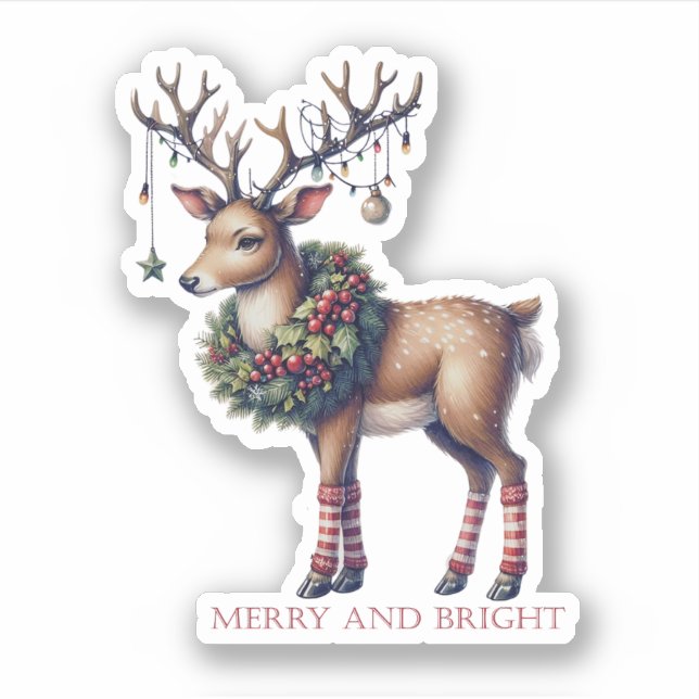 Adesivo Vinheta de vinil de Natal brilhante e feliz (Frente)