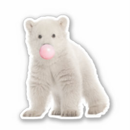 Adesivo Vinheta de vinil de Urso Polar com Goma de Bolha