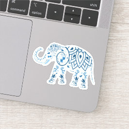 Adesivo Vinheta de Vinil Personalizado de Elefante Azul
