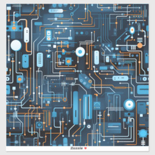 Adesivo Vinheta de vinilo com circuito eletrônico
