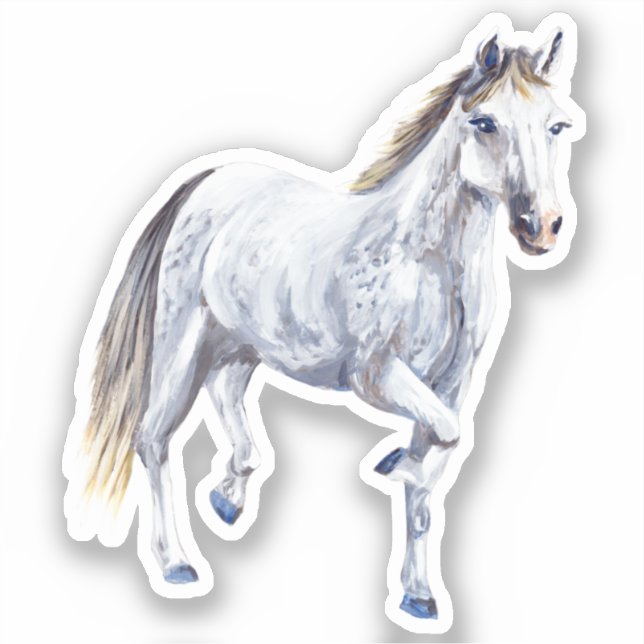 Adesivo Vinheta de vinilo de cavalo branco (Frente)