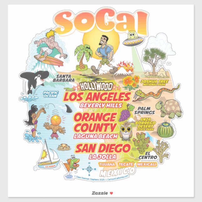 Adesivo Vinheta de vinilo de corte personalizado SoCal (Folha)