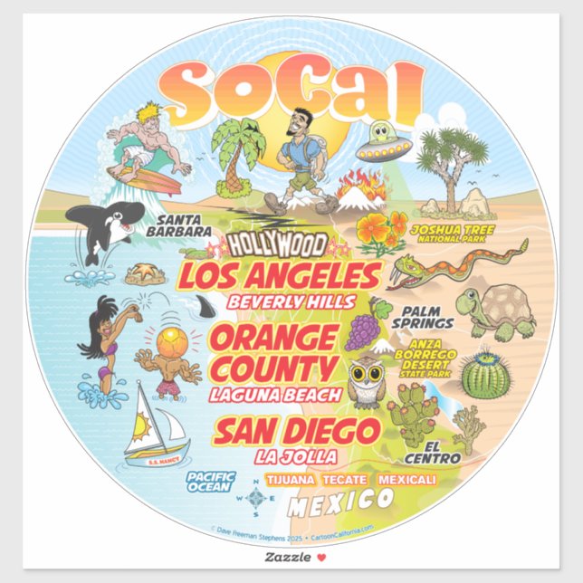 Adesivo Vinheta de vinilo de corte personalizado SoCal (Folha)