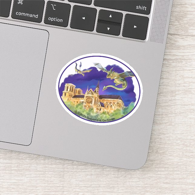 Adesivo Vinheta De Vinilo De Notre Dame Oval (Várias Dimen (Detalhe)