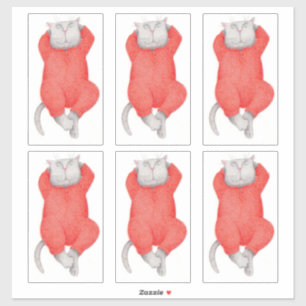 Adesivo Vinheta de vinilo RED LONG JOHNS CAT 14"X14"