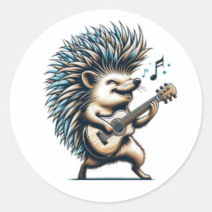 Adesivo Vinheta de Violão Rockin' Hedgehog
