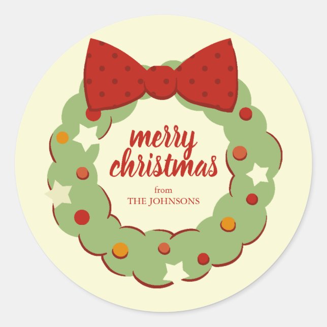 Adesivo Vinheta de Wreath de Natal Retroativa (Frente)