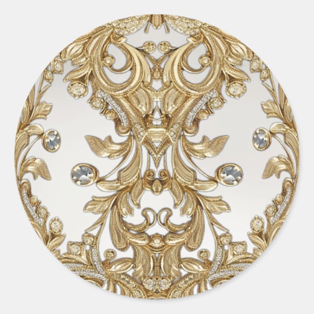 Adesivo Vinheta Decorativa de Casamento de Seal Dourado (Frente)