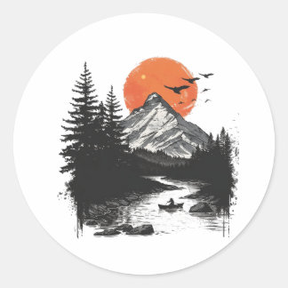 Adesivo Vinheta:- Design pacífica de Stiker Redondo da Nat